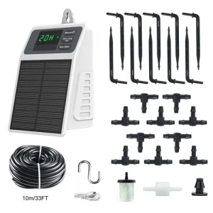 IPX5 Solar Drip Irrigation Kit 2200mAh Auto Plant Watering System Timer Pump