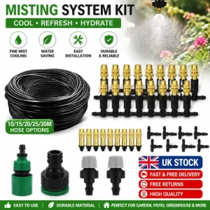 Outdoor Misting Cooling System 15M 30M Garden Patio Water Spray Irrigation Kit
