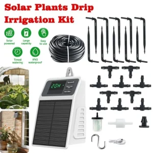 Solar Drip Irrigation Kit 2200mAh Auto Plant Watering System Timer Pump IPX5